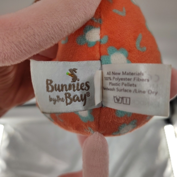 Bunnies By The Bay 14" Pink Rabbit Plush Doll Orange Dress Baby Cuddle Toy - Picture 6 of 10